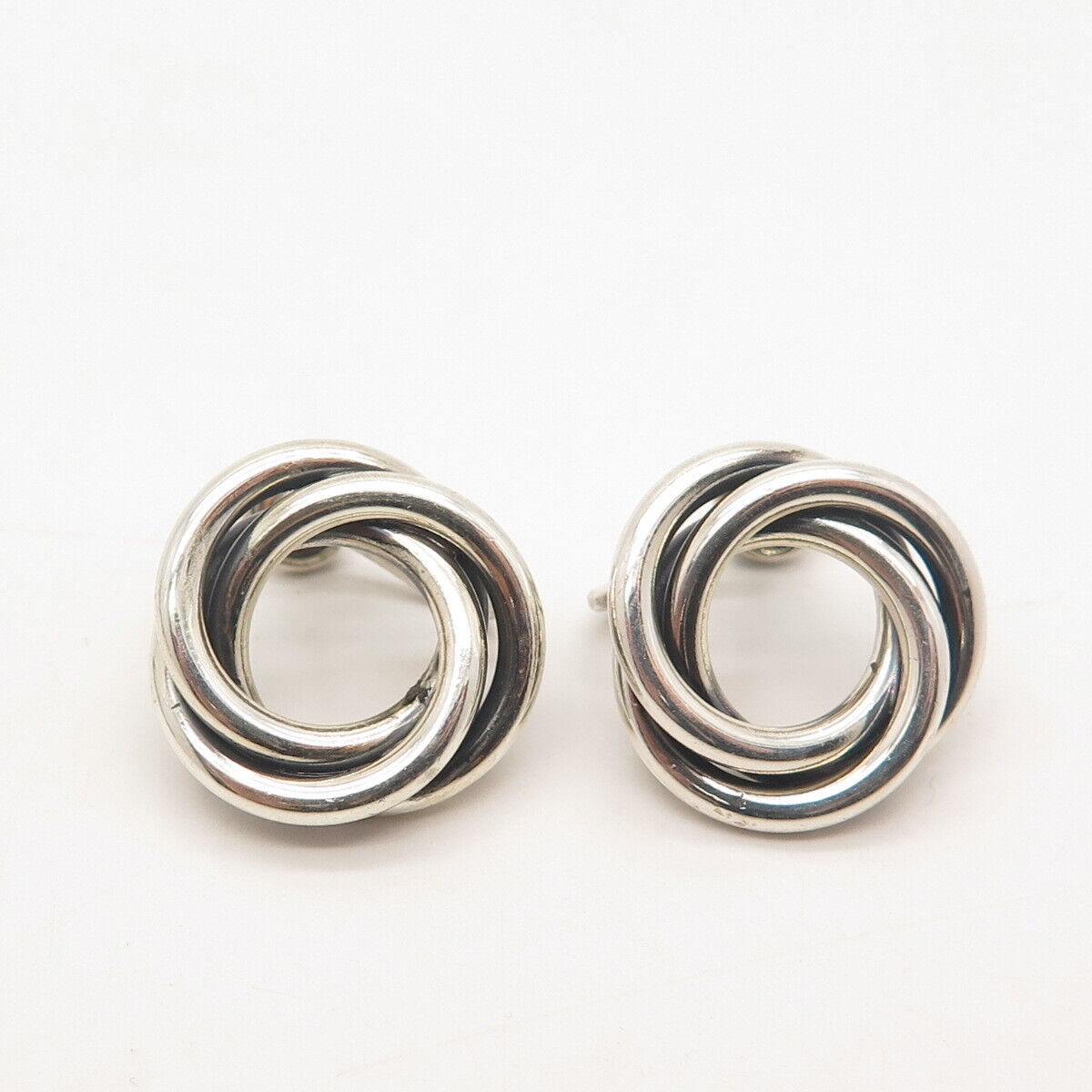 925 Sterling Silver Vintage BEAU Nest Screw Back Earrings