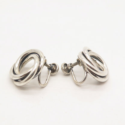 925 Sterling Silver Vintage BEAU Nest Screw Back Earrings