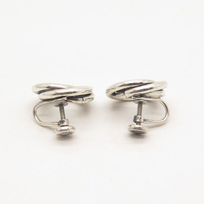 925 Sterling Silver Vintage BEAU Nest Screw Back Earrings