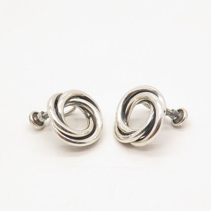 925 Sterling Silver Vintage BEAU Nest Screw Back Earrings