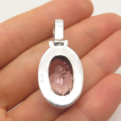 925 Sterling Silver Vintage Real Amethyst Gemstone Pendant