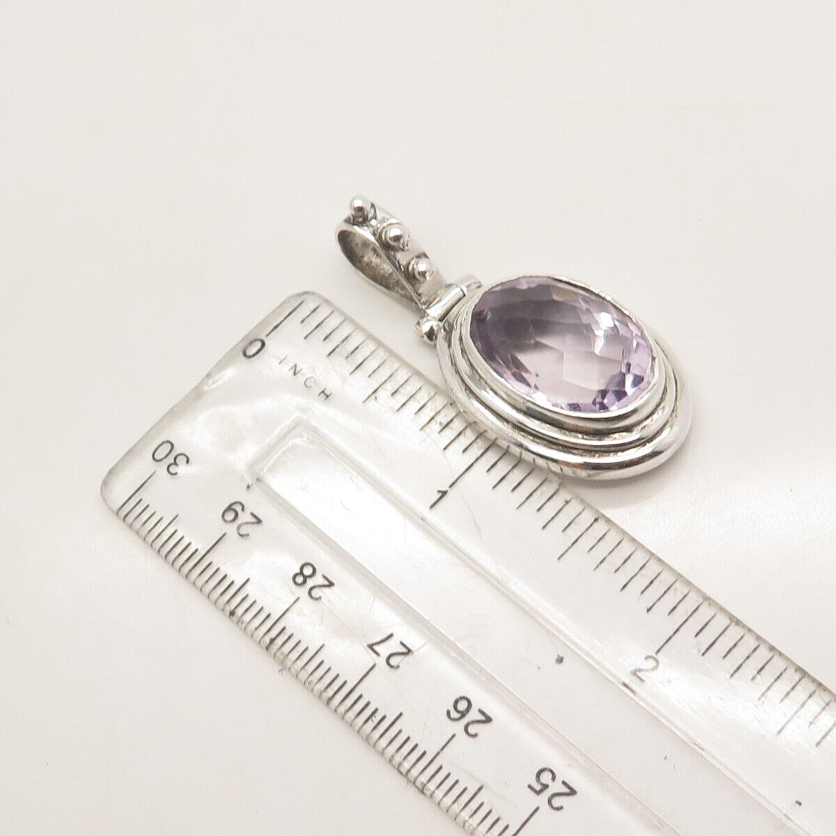 925 Sterling Silver Vintage Real Amethyst Gemstone Pendant