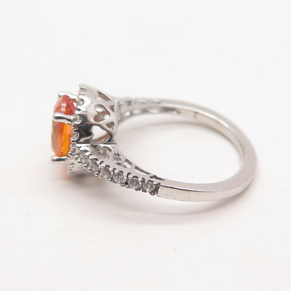 925 Sterling Silver White & Fire C Z Ring Size 7