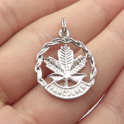 925 Sterling Silver Vintage Vancouver Maple Leaf Charm Pendant