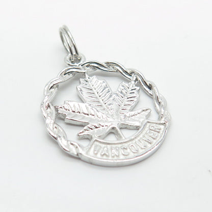 925 Sterling Silver Vintage Vancouver Maple Leaf Charm Pendant