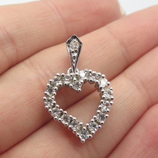 925 Sterling Silver C Z Open Heart Pendant