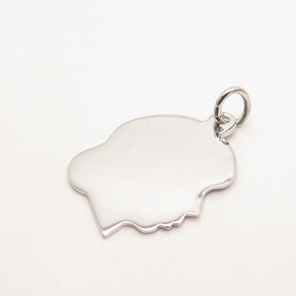 925 Sterling Silver Vintage Elco Girl's Face Profile Charm Pendant