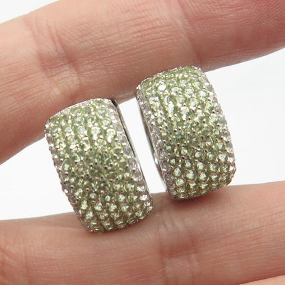 925 Sterling Silver KJC Real Peridot & Topaz Gemstone Huggie Earrings