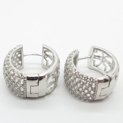 925 Sterling Silver KJC Real White Topaz Gem Huggie Earrings