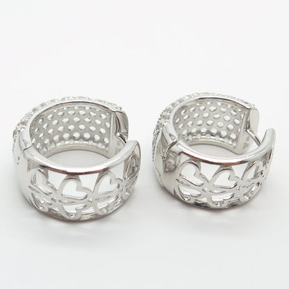 925 Sterling Silver KJC Real White Topaz Gem Huggie Earrings