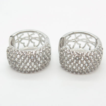 925 Sterling Silver KJC Real White Topaz Gem Huggie Earrings