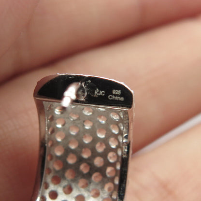 925 Sterling Silver KJC Real White Topaz Gem Huggie Earrings