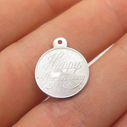 925 Sterling Silver Vintage "Happy Anniversary" Charm Pendant