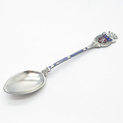 800 Silver Antique Enamel France "Lyon" Coat of Arms Tea Spoon