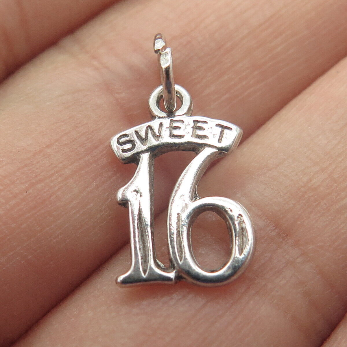 925 Sterling Silver Vintage "Sweet 16" Lucky Number Charm Pendant