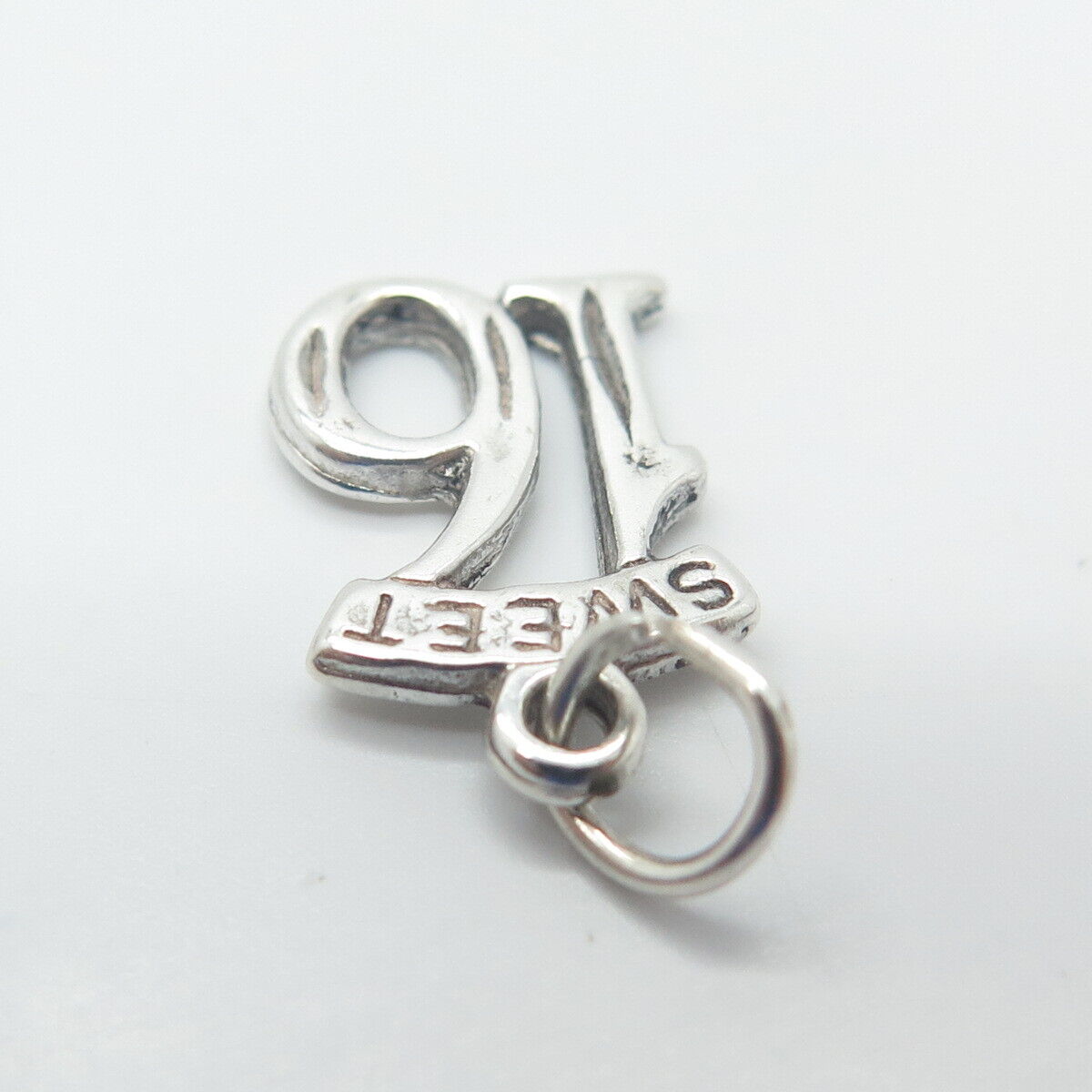 925 Sterling Silver Vintage "Sweet 16" Lucky Number Charm Pendant