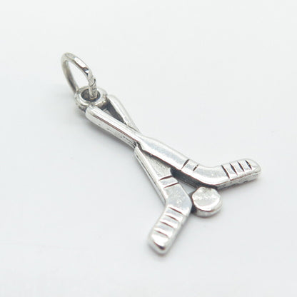 925 Sterling Silver Vintage Sunwest Hockey Sticks & Puck Charm Pendant