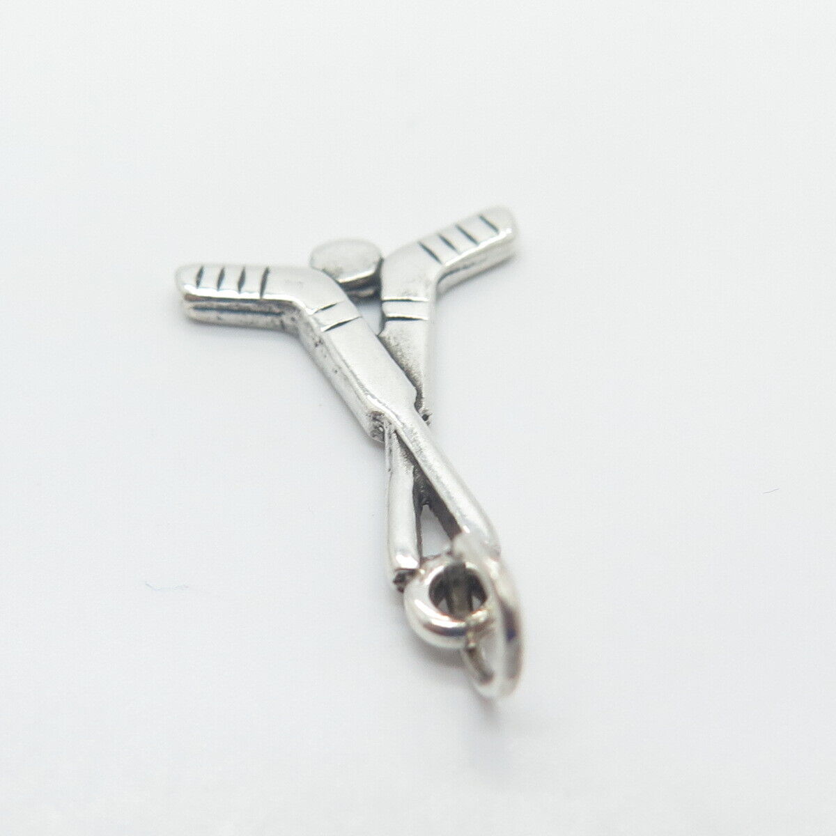 925 Sterling Silver Vintage Sunwest Hockey Sticks & Puck Charm Pendant