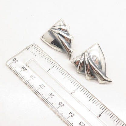 925 Sterling Silver Vintage Mexico Ribbed Modernist Earrings