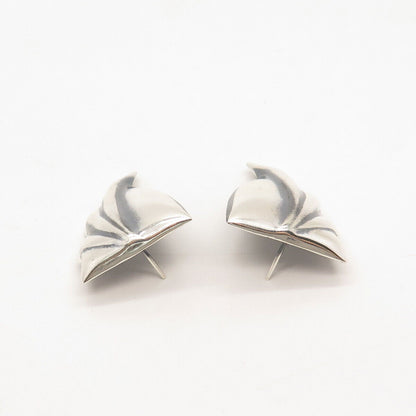 925 Sterling Silver Vintage Mexico Ribbed Modernist Earrings