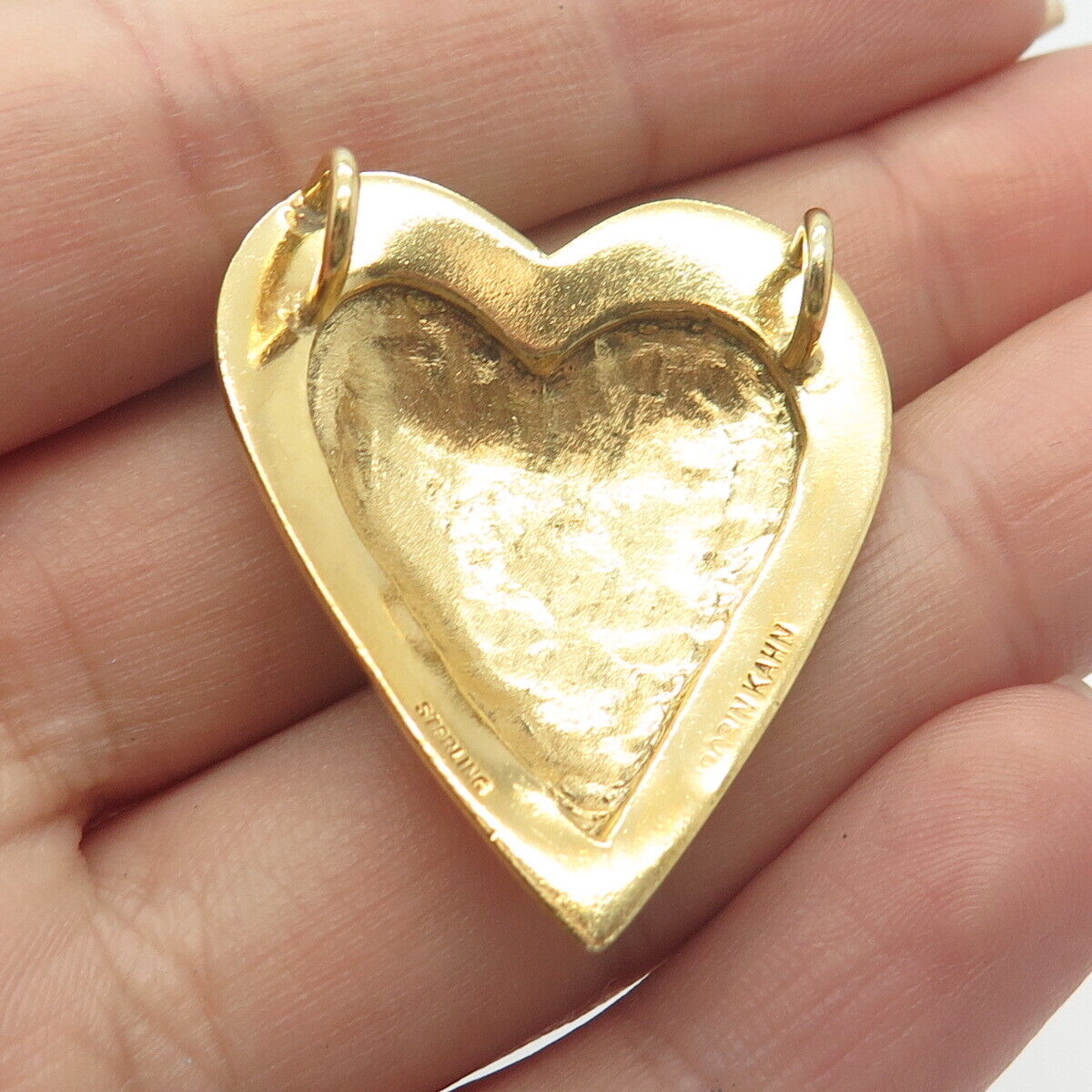 925 Sterling Silver Gold Plated Vintage Robin Kahn Heart Central Part