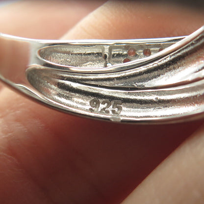 925 Sterling Silver Pave C Z Crossover Ring Size 8