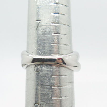 925 Sterling Silver Pave C Z Crossover Ring Size 8