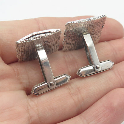 835 Silver Vintage Hammered Finish Square Cufflinks