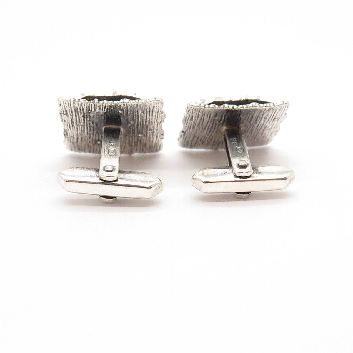 835 Silver Vintage Hammered Finish Square Cufflinks