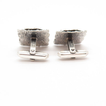 835 Silver Vintage Hammered Finish Square Cufflinks