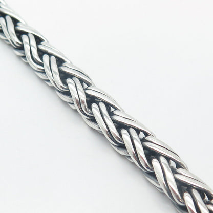 925 Sterling Silver 2-Tone Vintage Braided Link Bracelet 6.75"