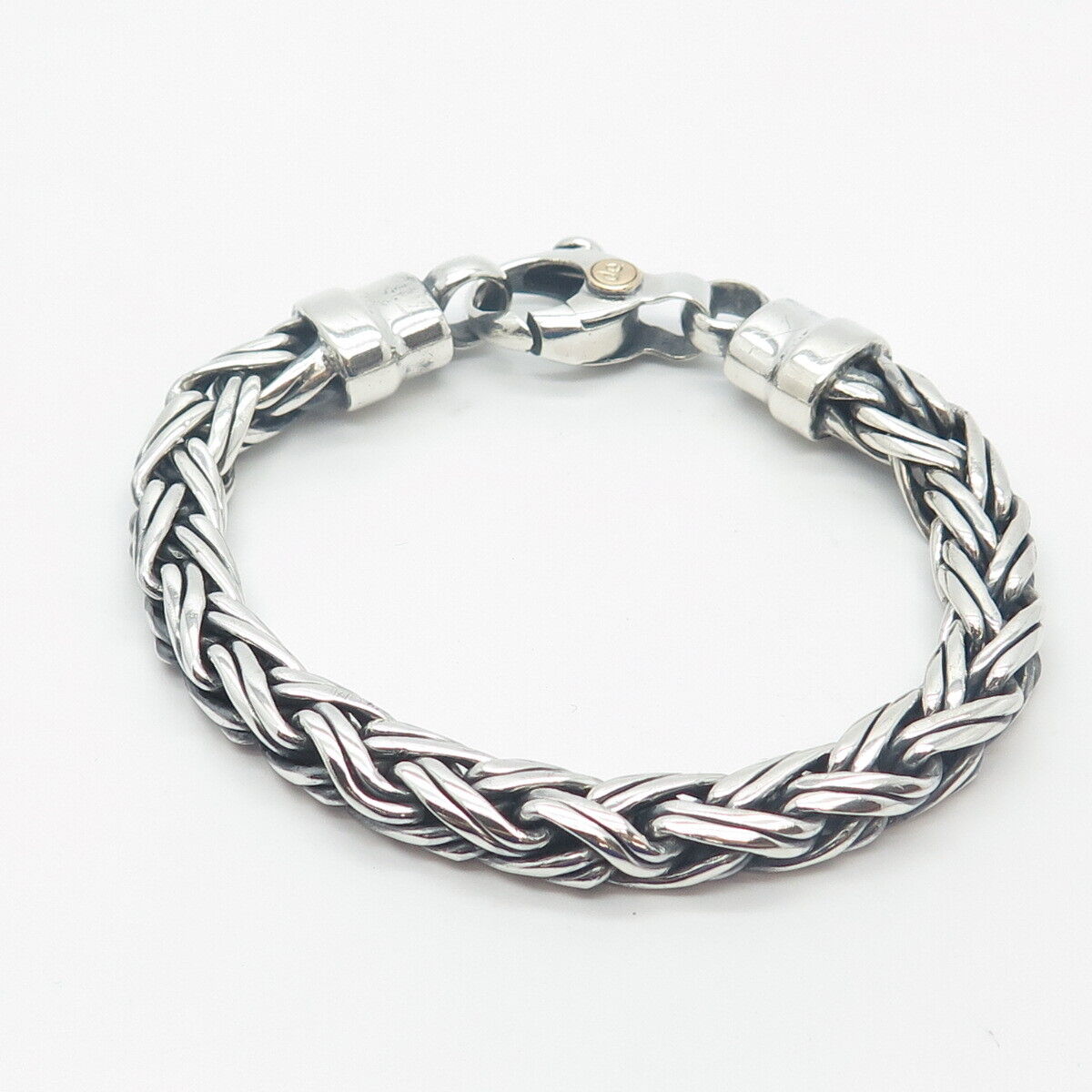 925 Sterling Silver 2-Tone Vintage Braided Link Bracelet 6.75"