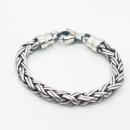 925 Sterling Silver 2-Tone Vintage Braided Link Bracelet 6.75"