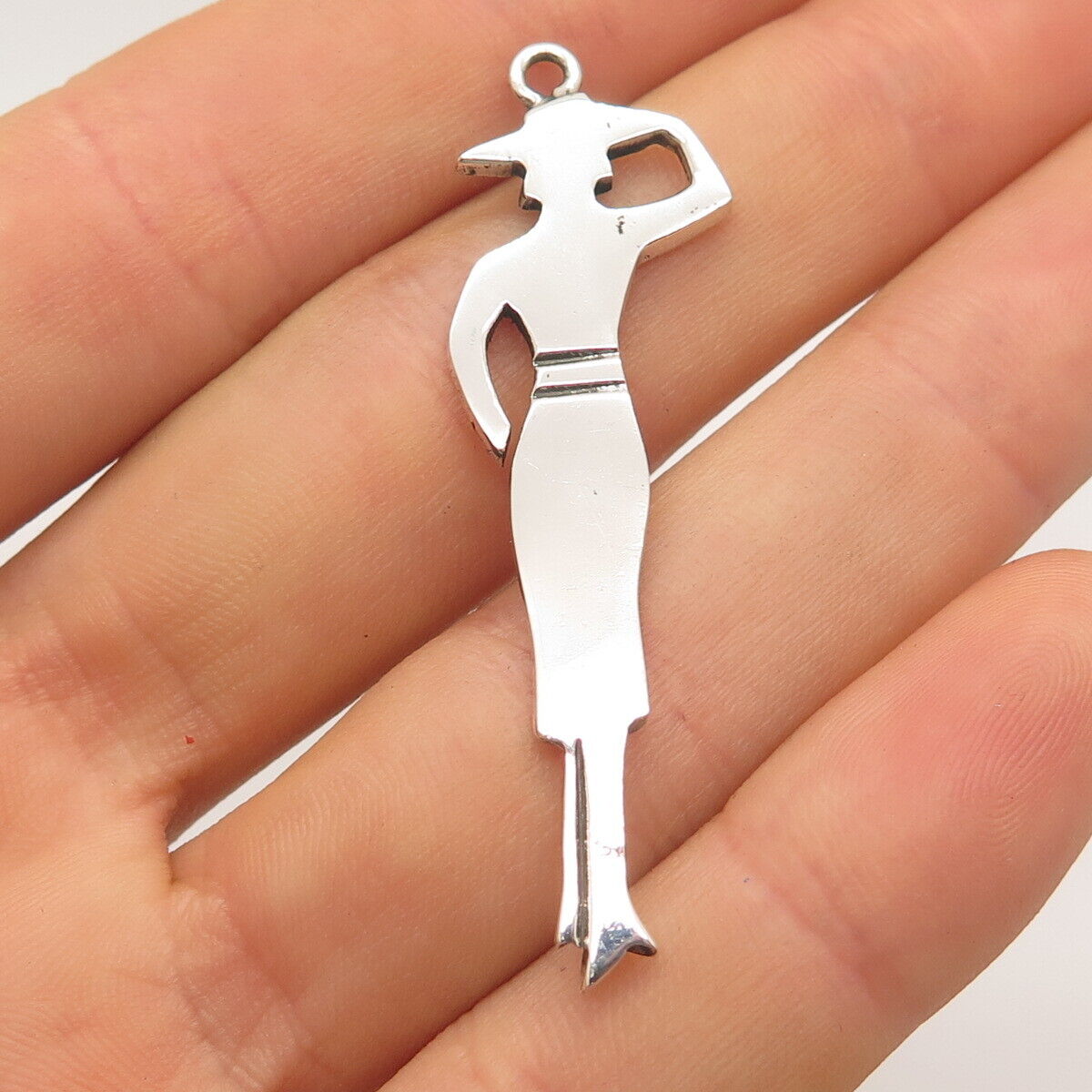 925 Sterling Silver Vintage Lady Silhouette Pendant