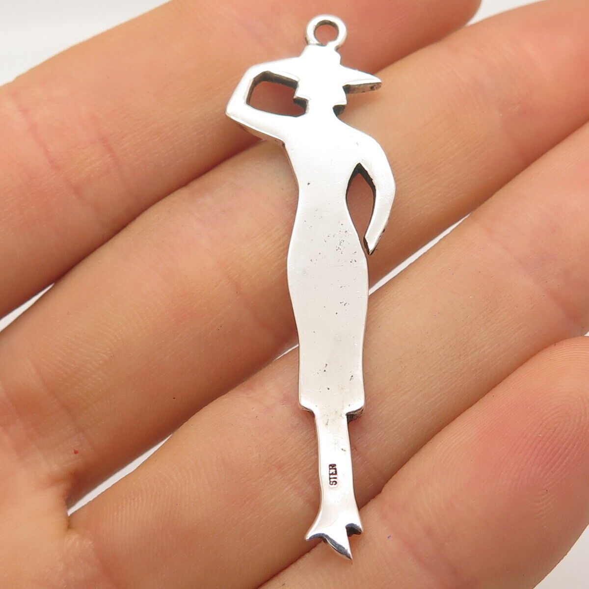 925 Sterling Silver Vintage Lady Silhouette Pendant