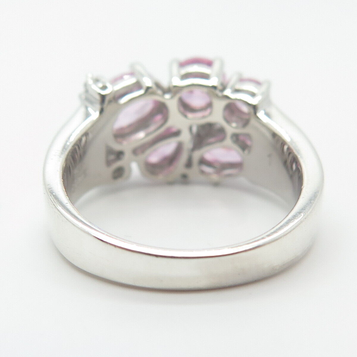 925 Sterling Silver White & Pink C Z Ring Size 7