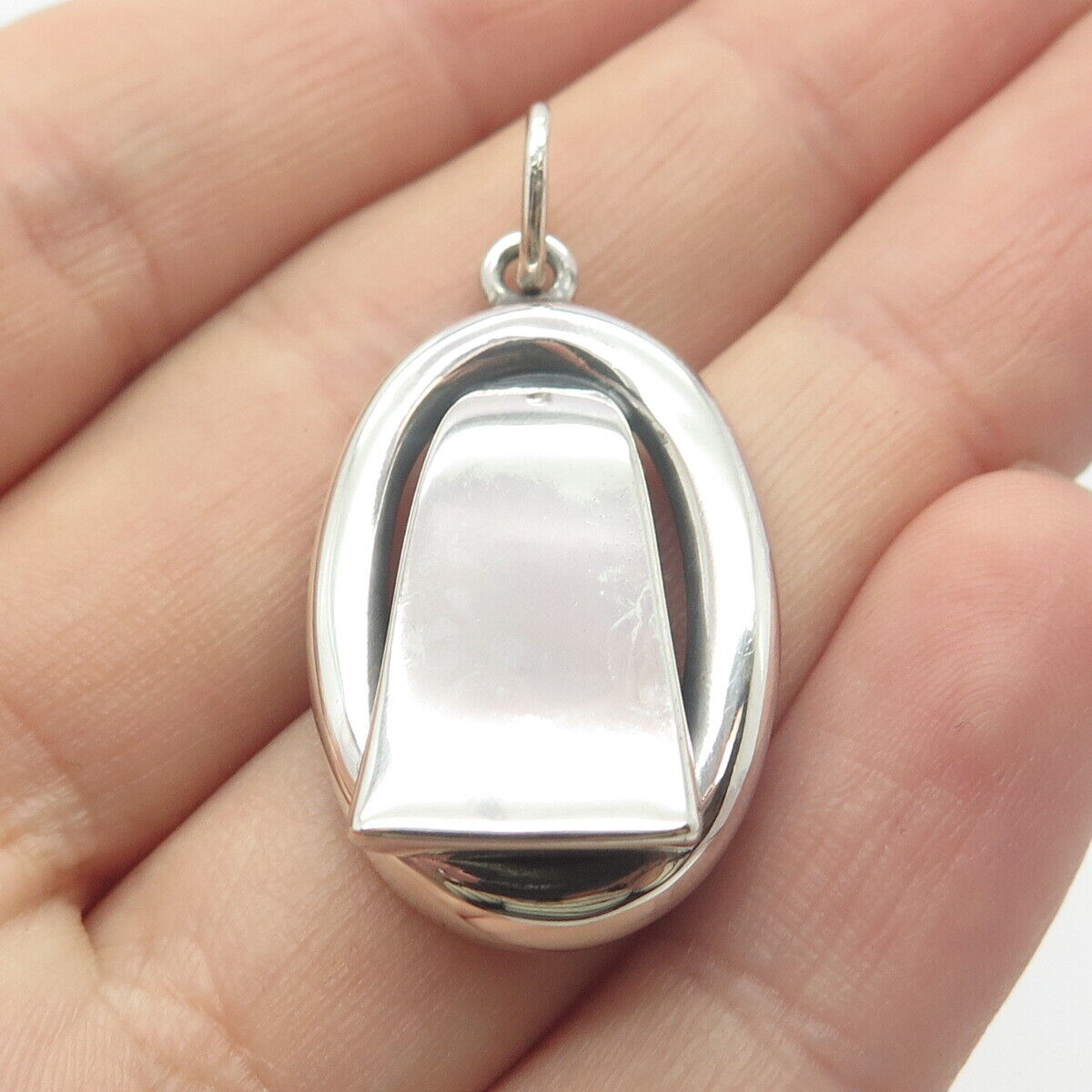 925 Sterling Silver Vintage I I F Modernist Pendant