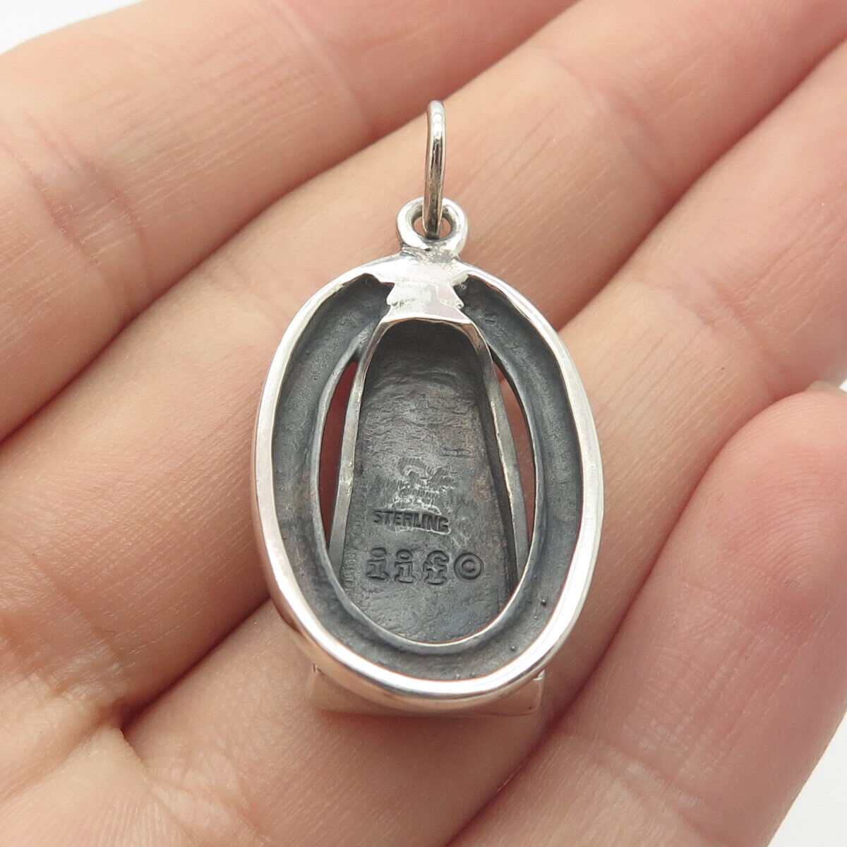 925 Sterling Silver Vintage I I F Modernist Pendant