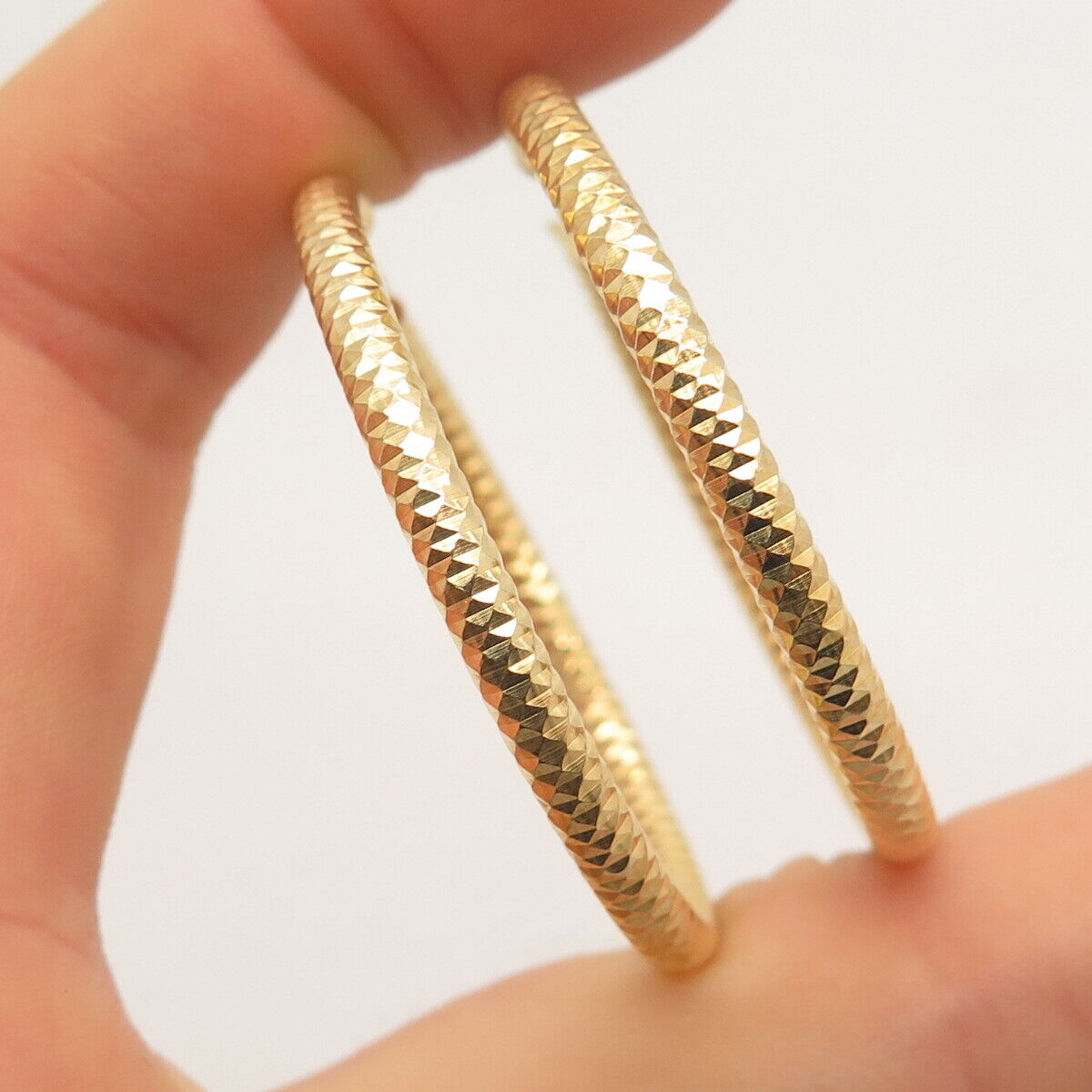 925 Sterling Silver Gold Plated Textured Hoop Earrings