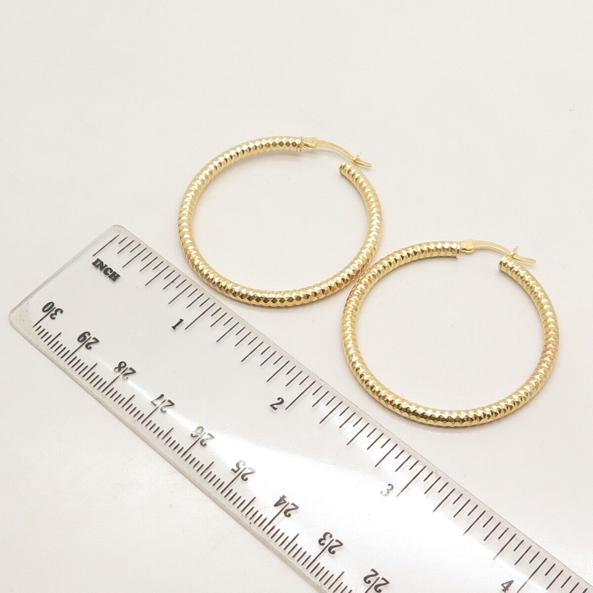 925 Sterling Silver Gold Plated Textured Hoop Earrings