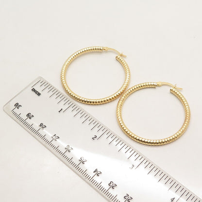 925 Sterling Silver Gold Plated Textured Hoop Earrings