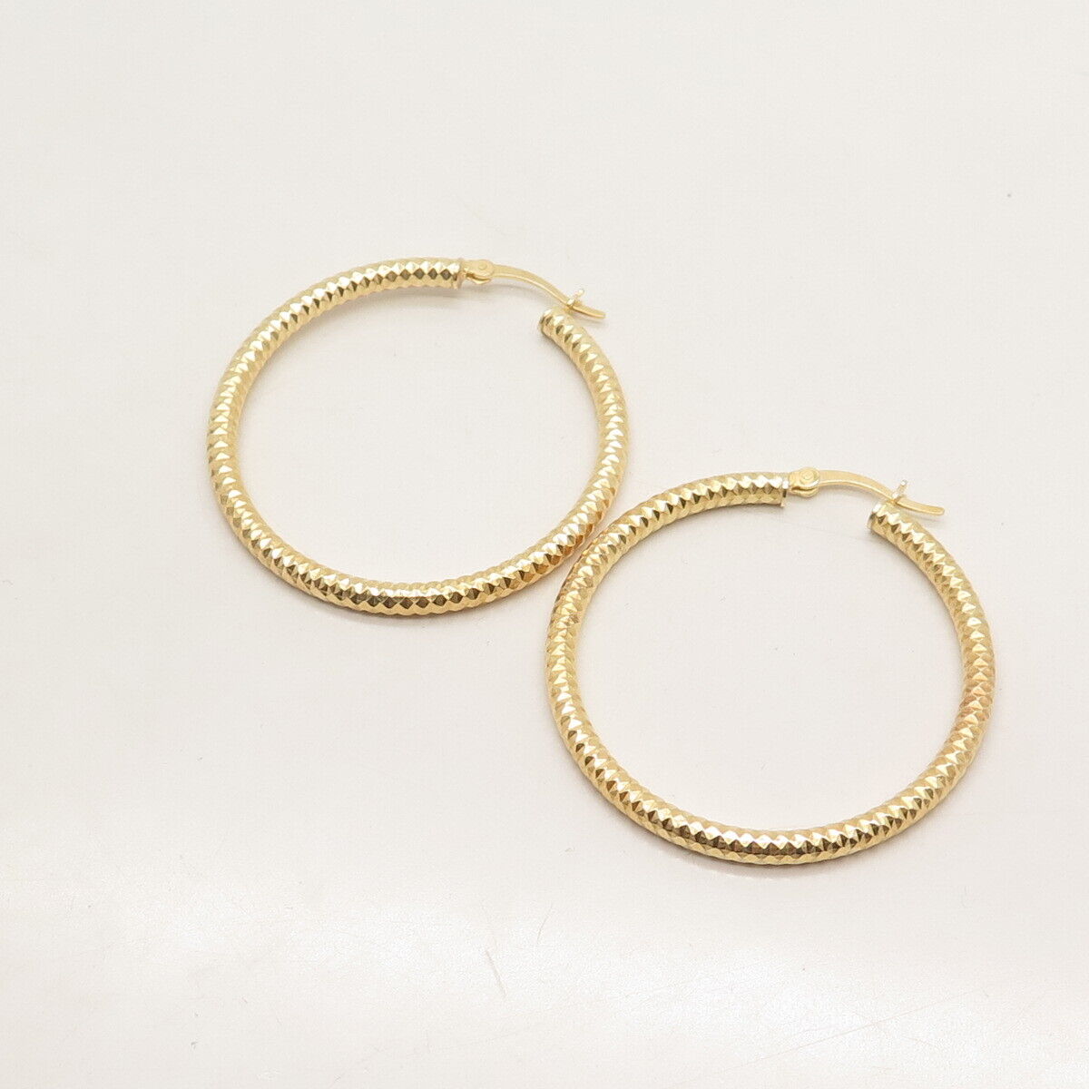 925 Sterling Silver Gold Plated Textured Hoop Earrings