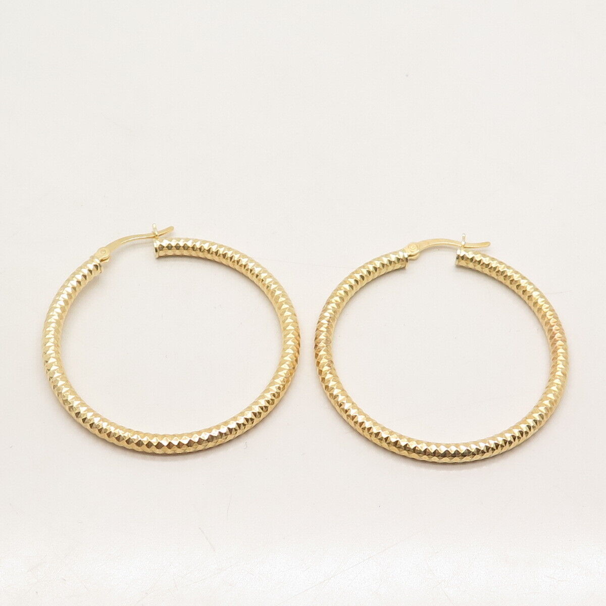 925 Sterling Silver Gold Plated Textured Hoop Earrings