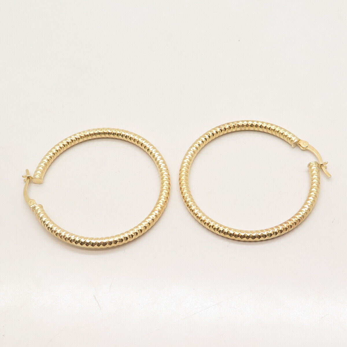 925 Sterling Silver Gold Plated Textured Hoop Earrings