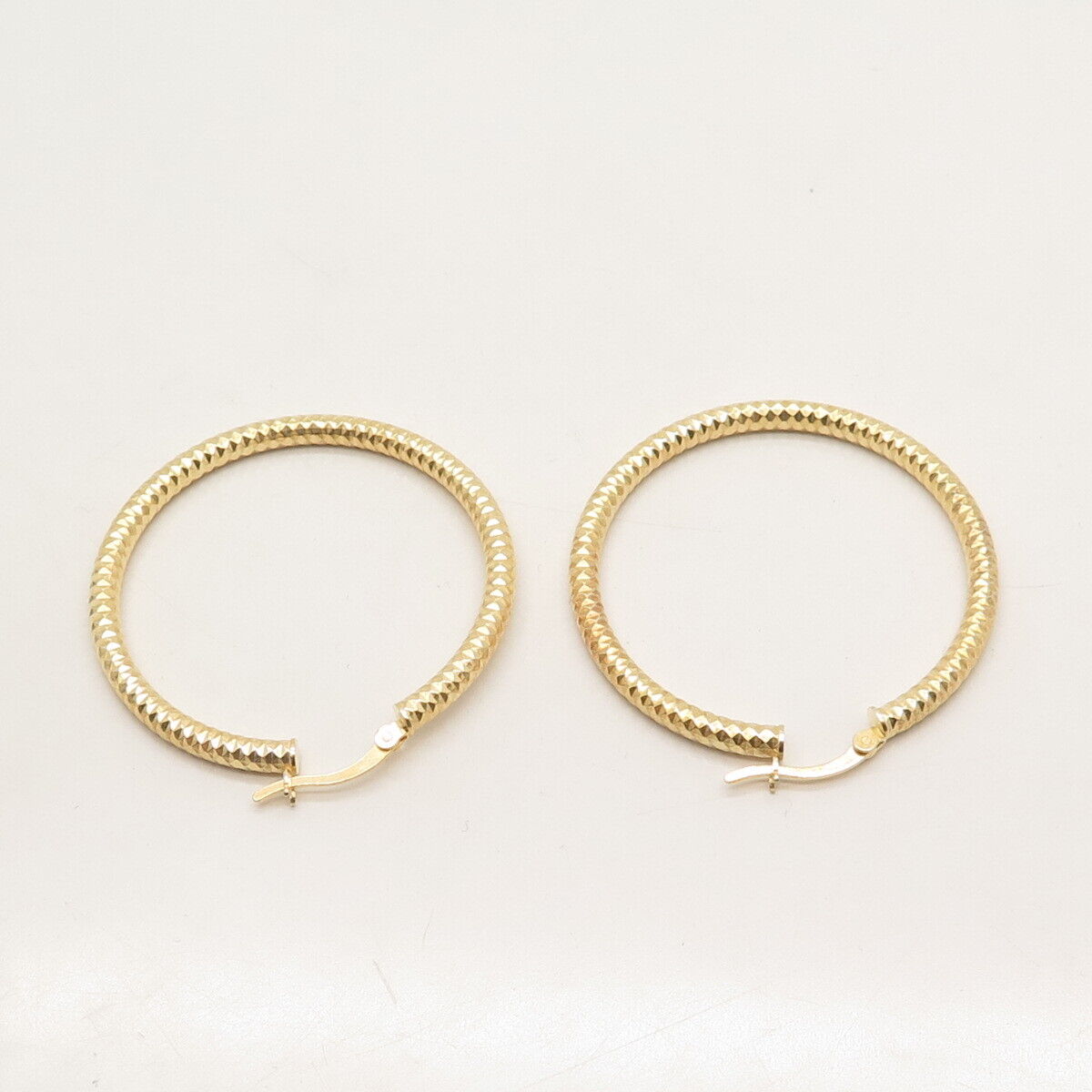 925 Sterling Silver Gold Plated Textured Hoop Earrings