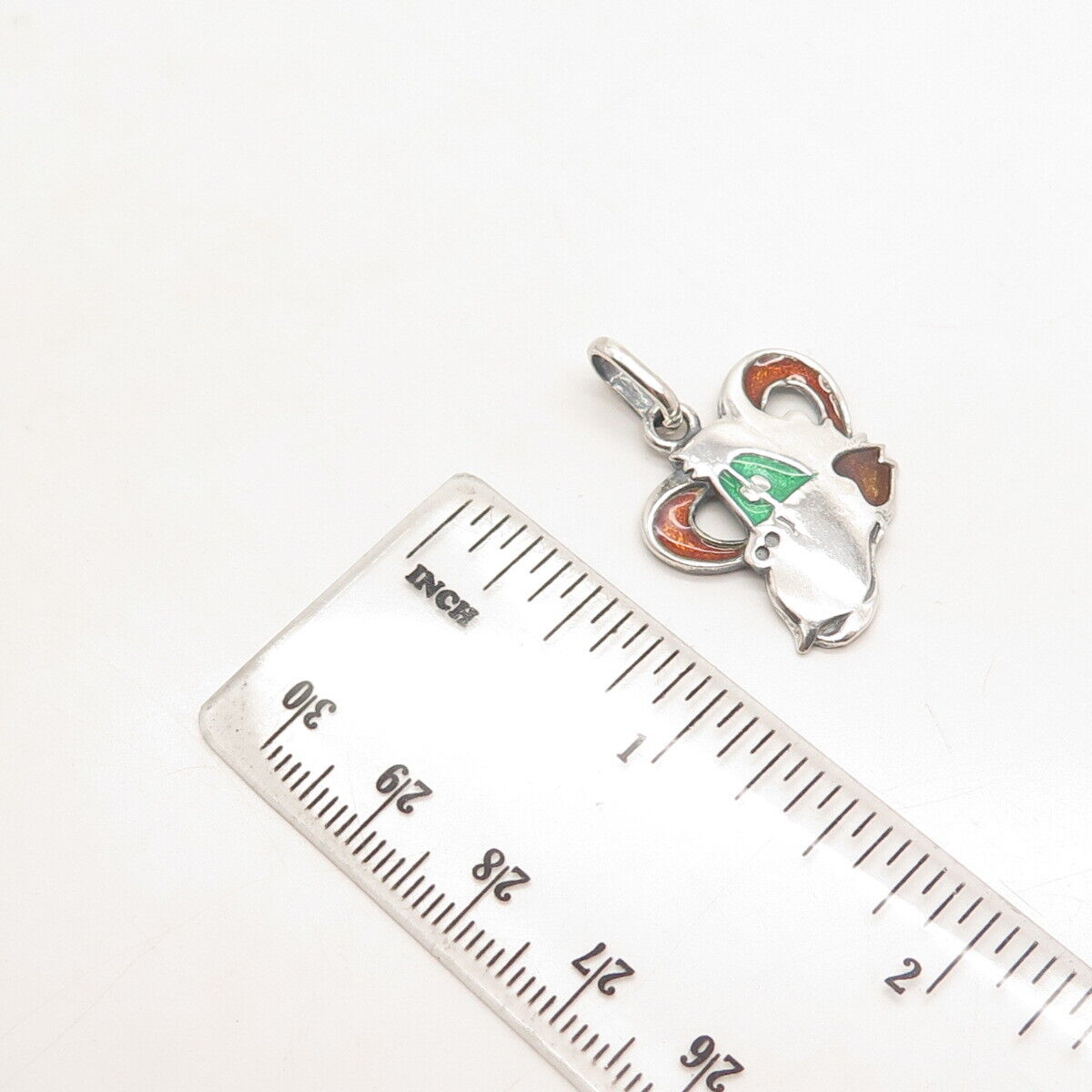 925 Sterling Silver Vintage Enamel Monkey Head Pendant