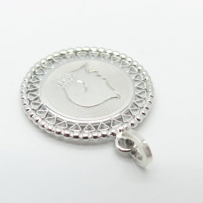 925 Sterling Silver Vintage Girl Face Profile Pendant