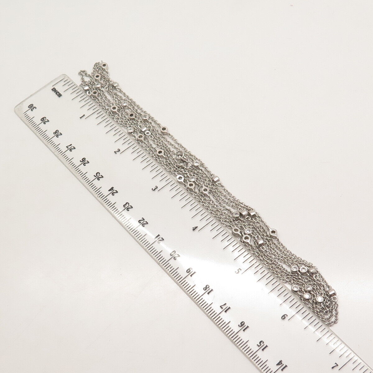 925 Sterling Silver C Z Station Cable Chain Necklace 26"