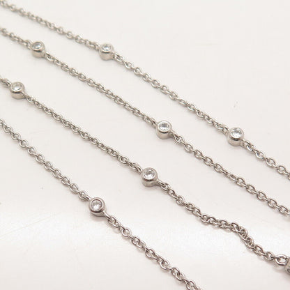 925 Sterling Silver C Z Station Cable Chain Necklace 26"