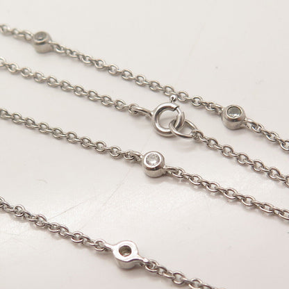 925 Sterling Silver C Z Station Cable Chain Necklace 26"
